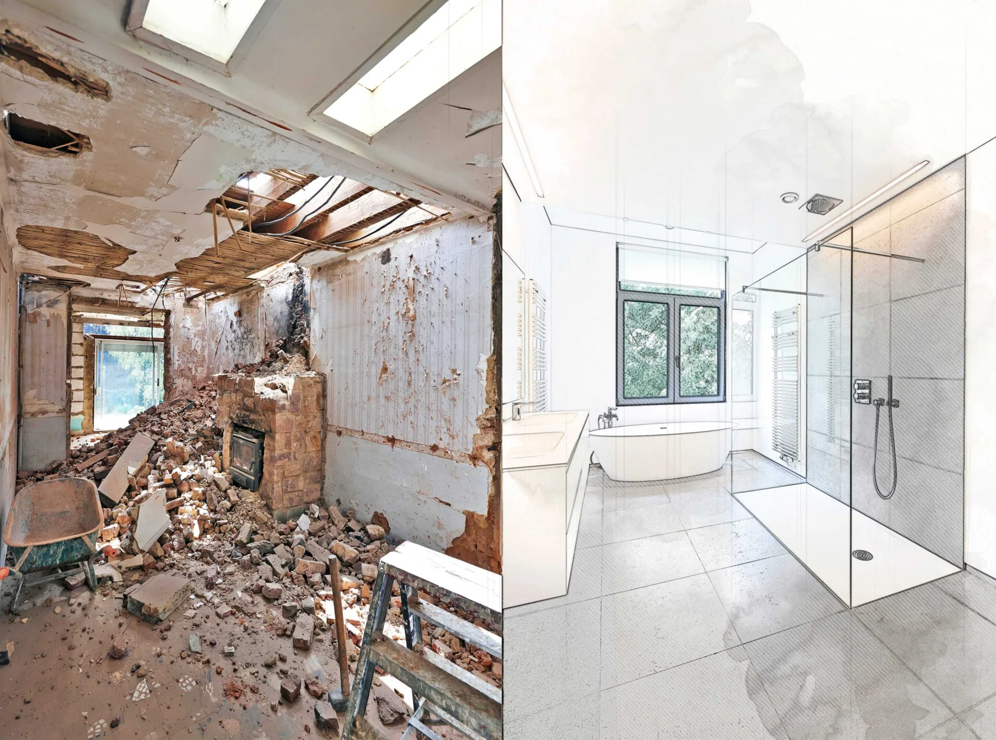 Bathroom rebuilt after demolition