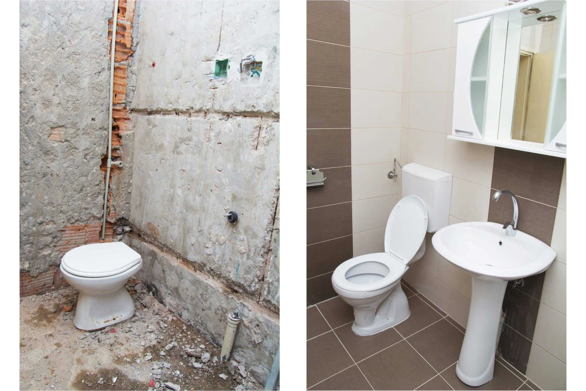 Bathroom before and after