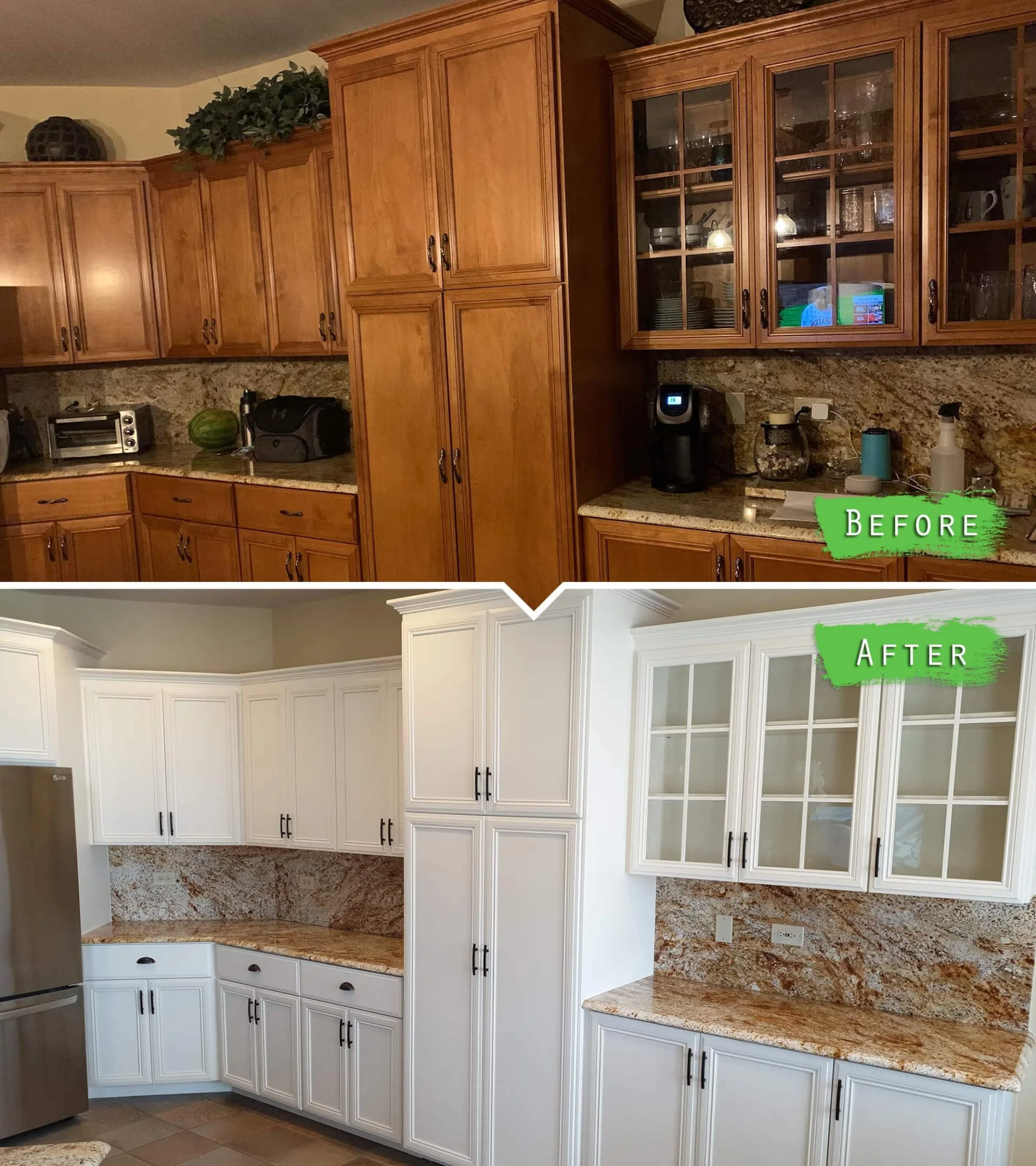 Kitchen cabinets before and after